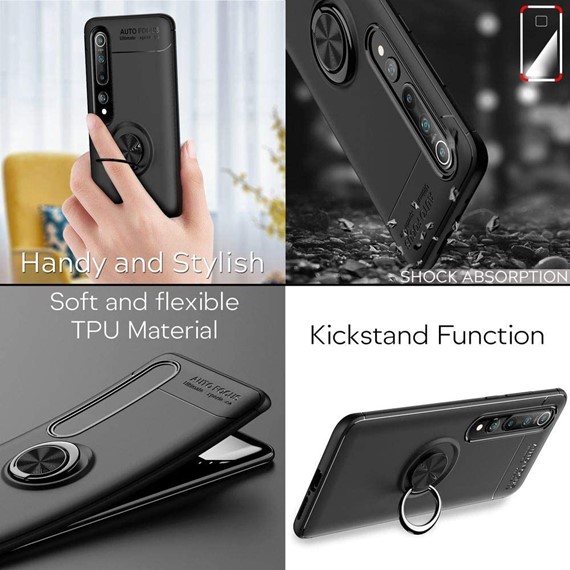 Xiaomi Mi 10 CaseUp Finger Ring Holder Kılıf Siyah 4